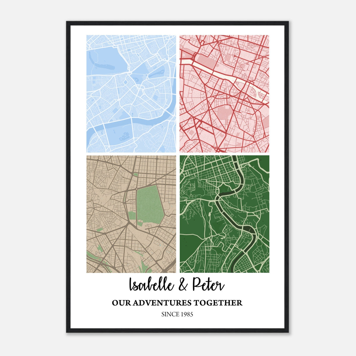 Custom Map Wooden Framed Poster - Premium Paper | Shopify Product Personalizer