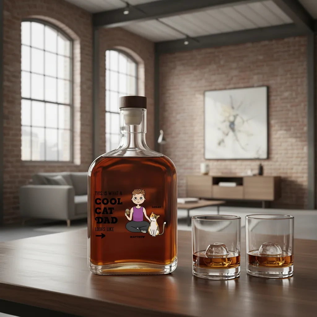 Custom 25OZ Whisky Bottle - Cool Cat Dad | Shopify Product Personalizer