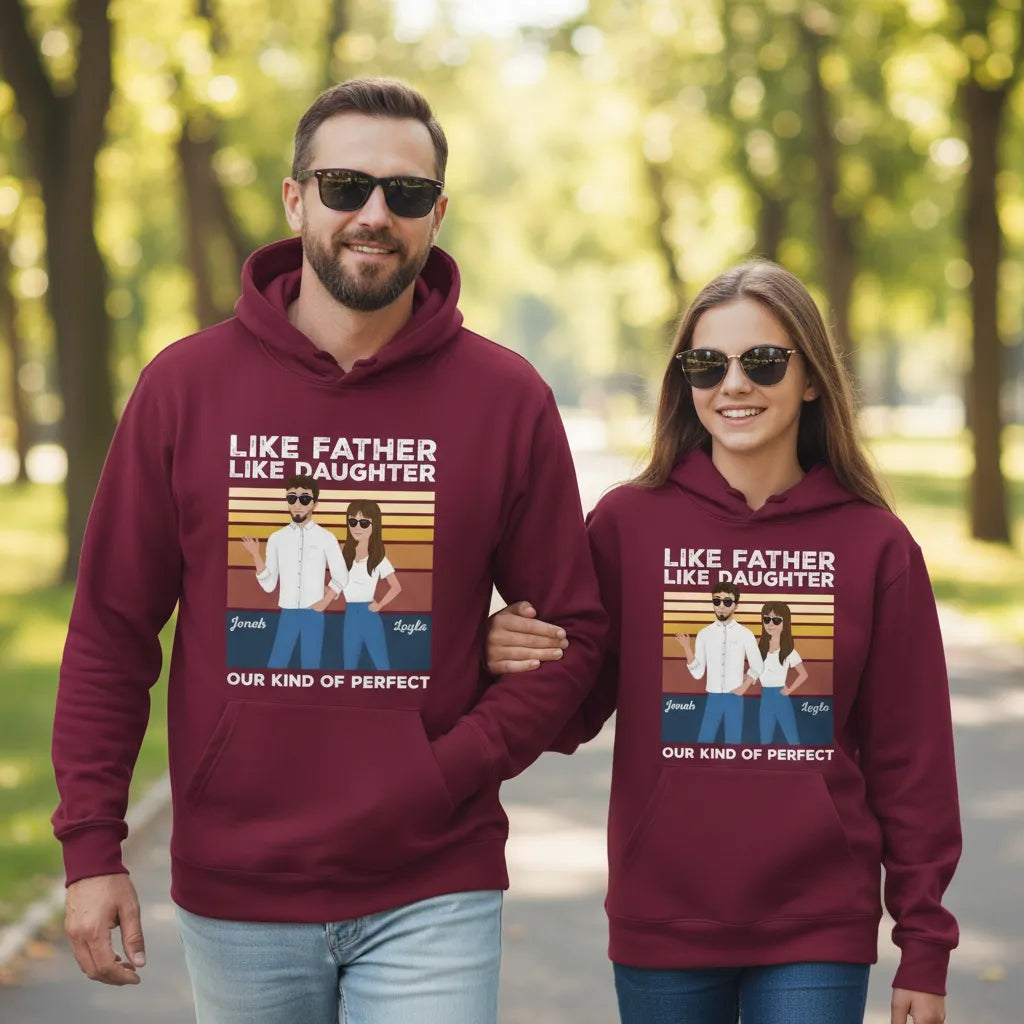 Personalized Like Father Like Daughter hoodie with custom design for matching family bond