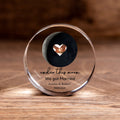 Personalized round crystal puck with moon phases design for romantic anniversary keepsake