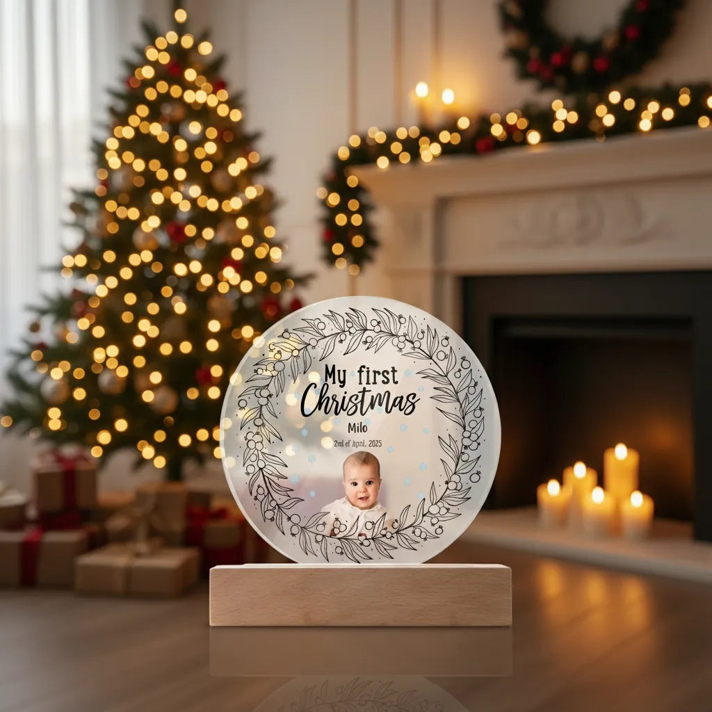 Custom Circle Acrylic Plaque - My First Christmas