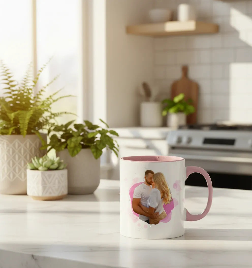 Personalized 11oz accent coffee mug with calendar design celebrating special date memory
