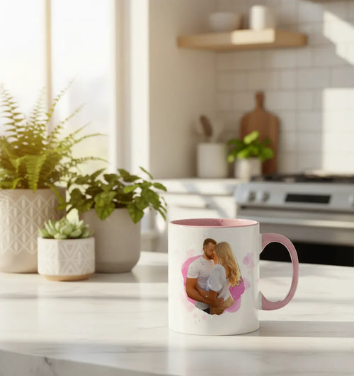 Personalized 11oz accent coffee mug with calendar design celebrating special date memory