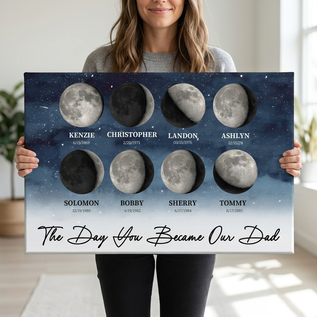 Moon Phase gallery wrap canvas held to show size