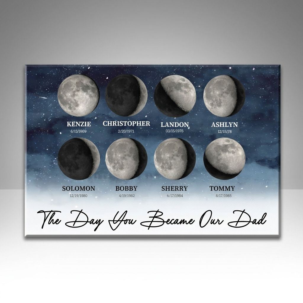 Moon Phase canvas on neutral studio wall